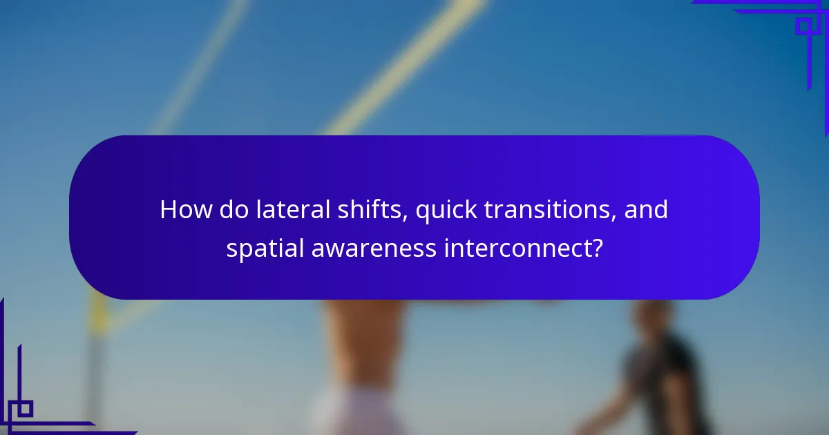 How do lateral shifts, quick transitions, and spatial awareness interconnect?