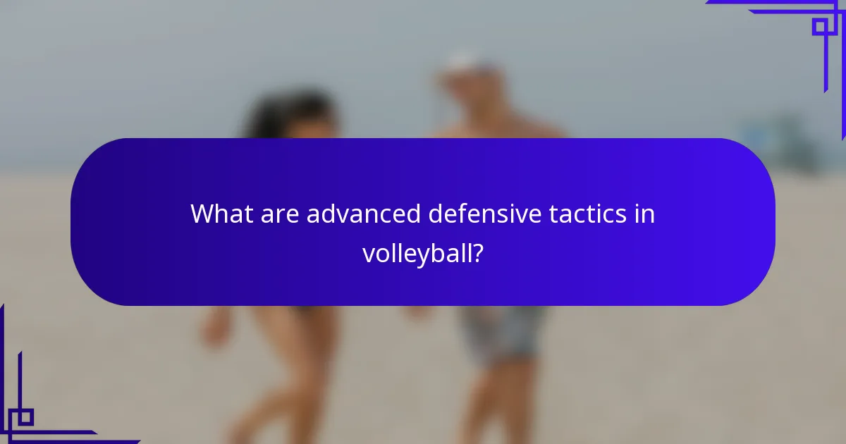 What are advanced defensive tactics in volleyball?